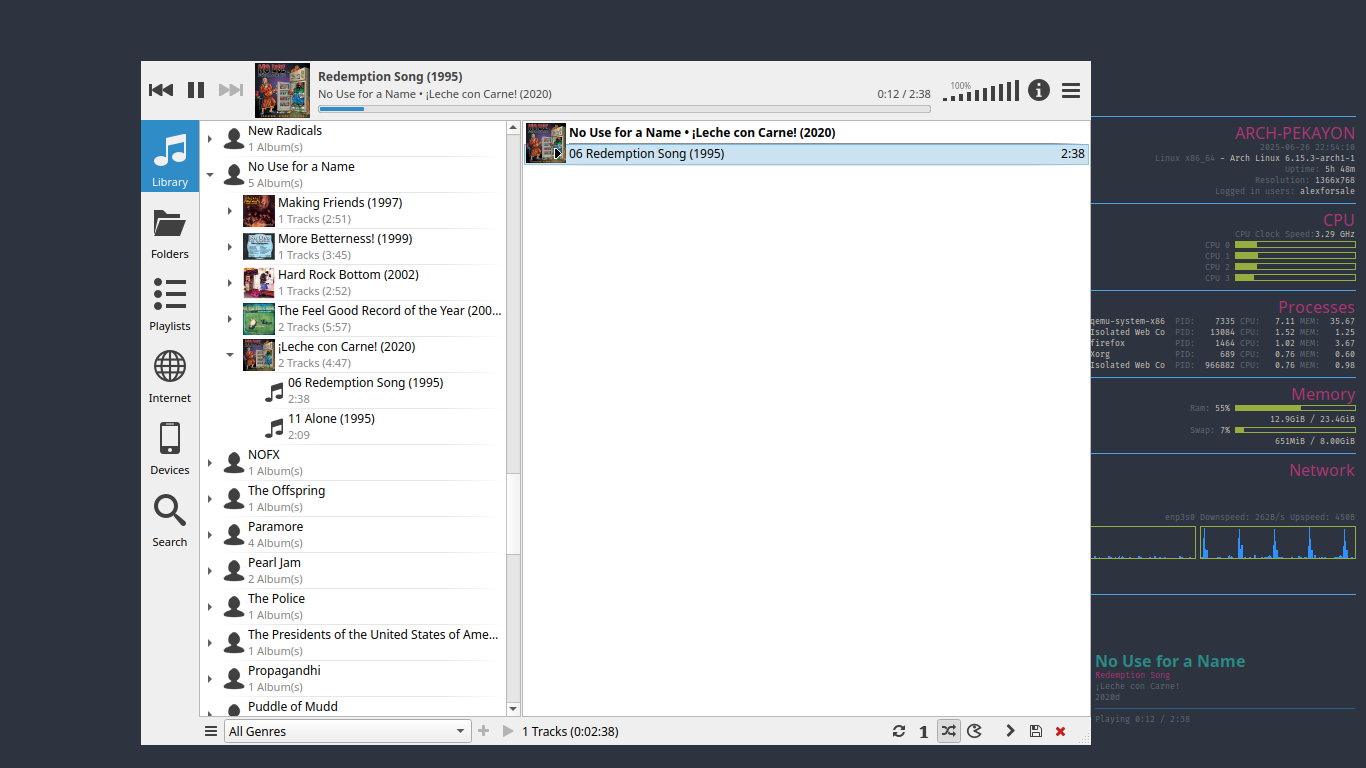 Figure 2: cantata, another GUI client for mpd.